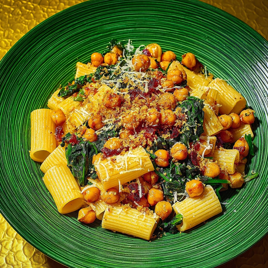 Creamy Rigatoni with Crispy Chickpeas and Lemony Panko Bliss