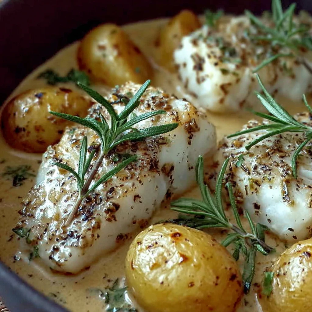 Delicious Cod & Potatoes in Creamy Rosemary Dream Sauce