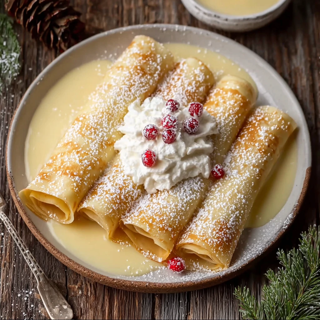 Delicious Eggnog Crepes with Heavenly Eggnog Sauce