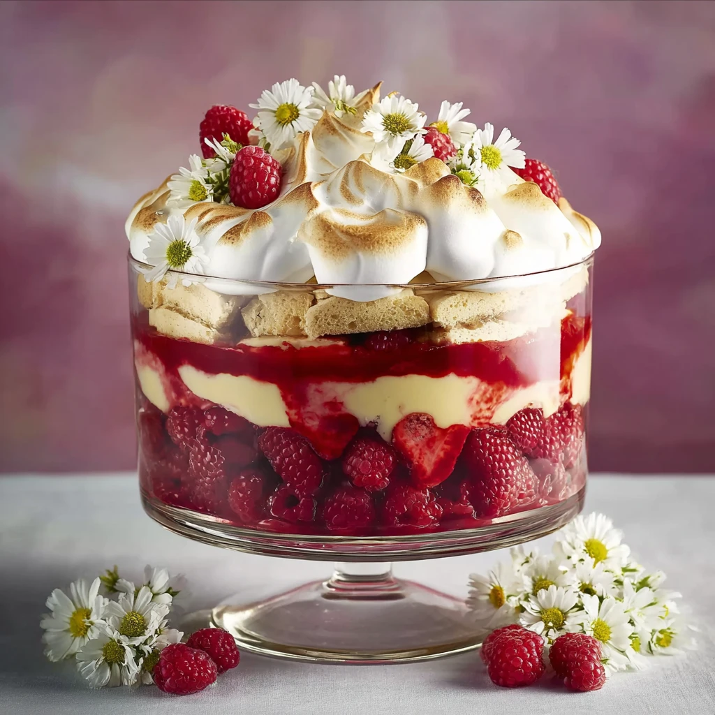 Epic Raspberry Trifle with Meringue Top That Wows Every Time