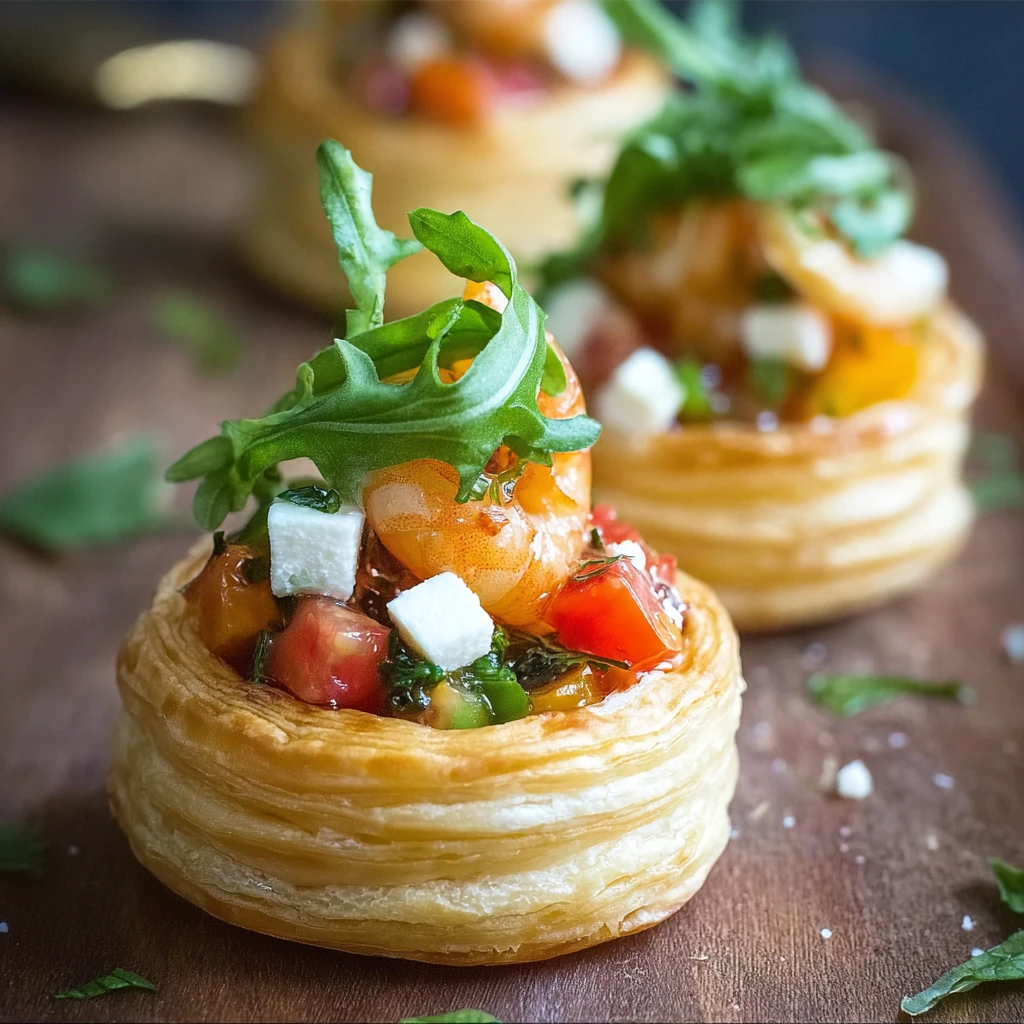 Delicious Vol au Vent Appetizers with Shrimp and Salmon Fillings