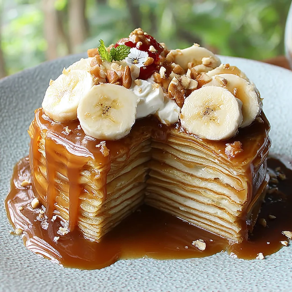 Indulge in Banana & Butterscotch Crepe Cake Bliss
