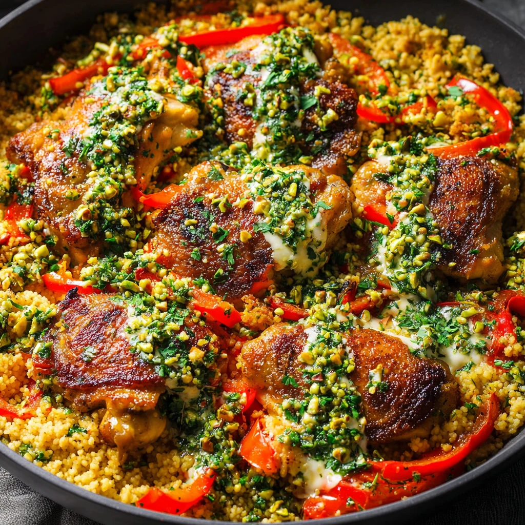 Mediterranean Chicken and Couscous with Pistachio Gremolata