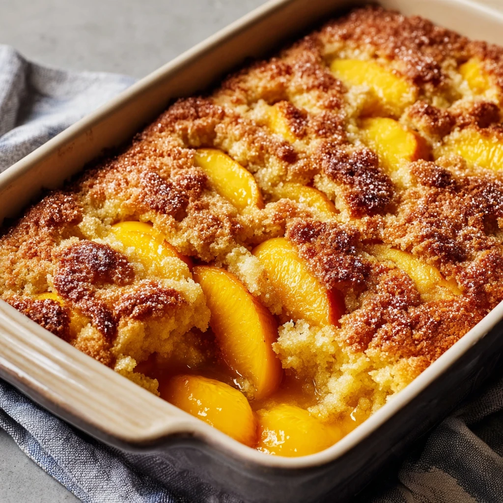 Make Peach Dump Cake Canned Peaches