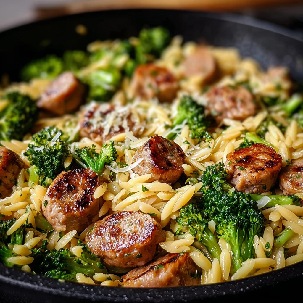 Create a Flavorful Chicken Sausage, Broccoli & Orzo Skillet Tonight!