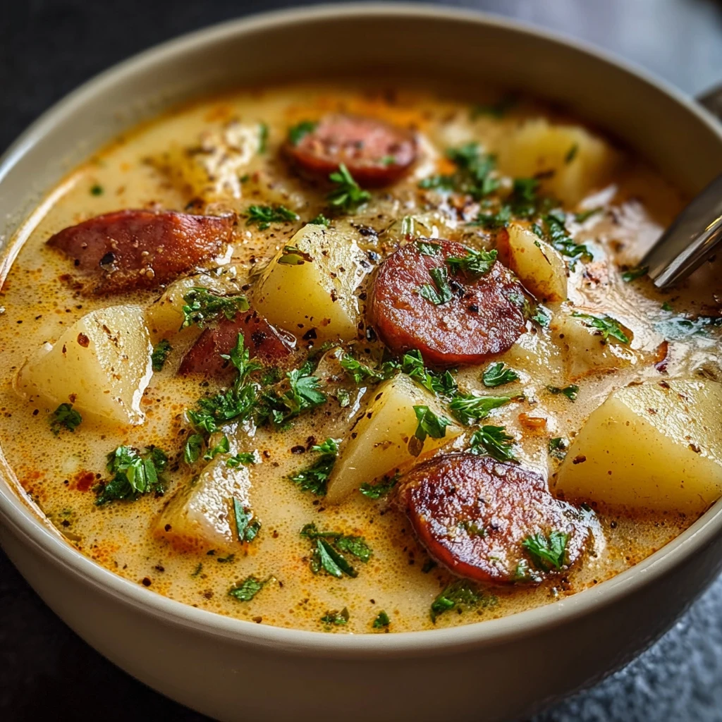 Experience the Best Creamy Cajun Potato Soup with Andouille Sausage