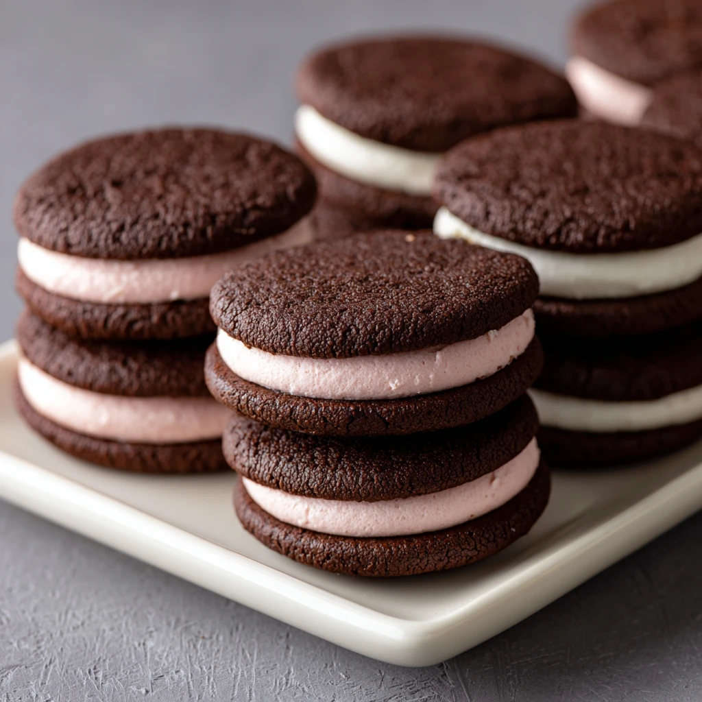 Oreo-Inspired Cocoa Sandwich Cookies