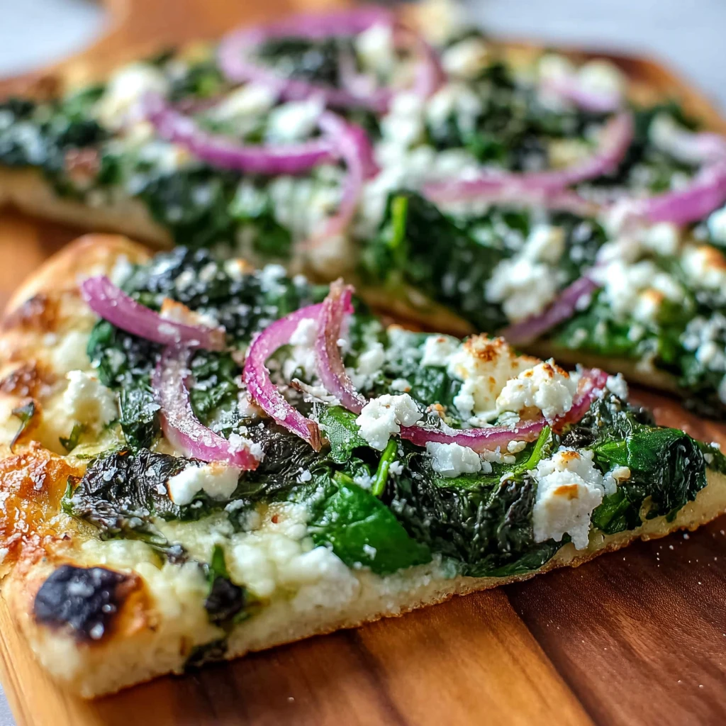 Spinach and Feta Flatbread Pizza