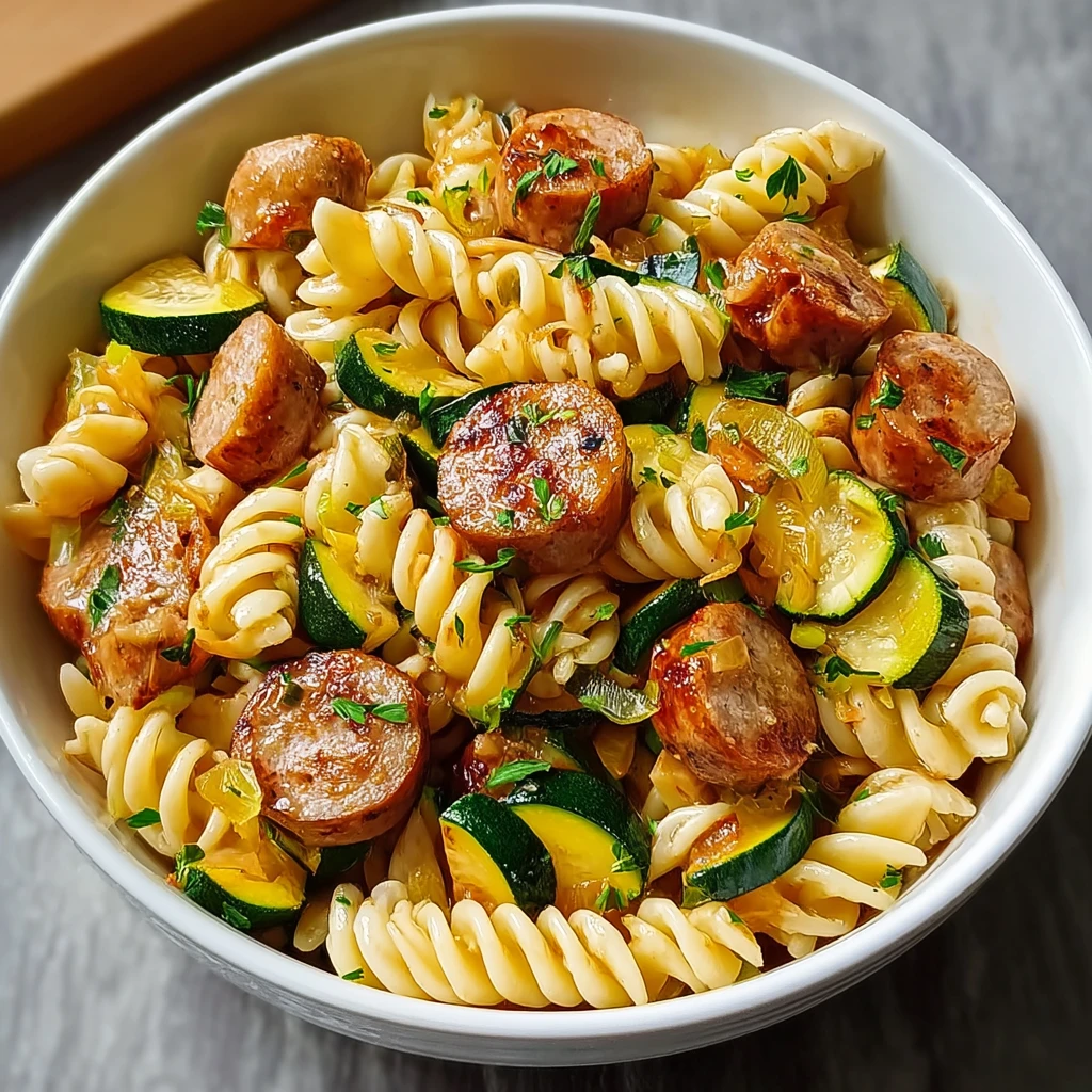 Whip Up Delicious Chicken Sausages with Zucchini and Pasta Tonight!